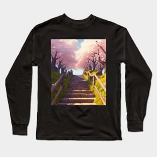 Serene - Cherry Blossom Stair Long Sleeve T-Shirt